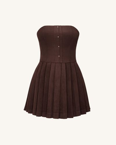 Ellie Pleated Velvet Dress - Chocolate Brown - JW PEI - Modalova