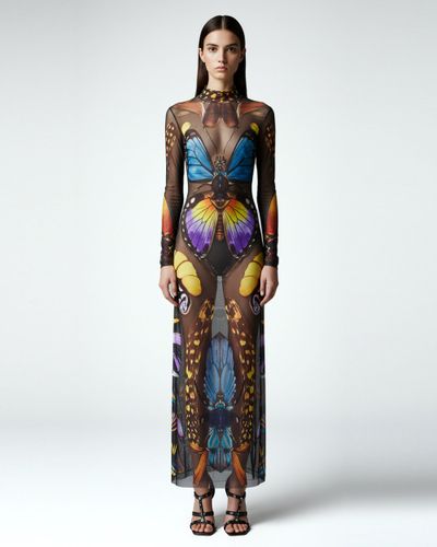 Butterfly Mesh Maxi Dress - Multicolor - JW PEI - Modalova