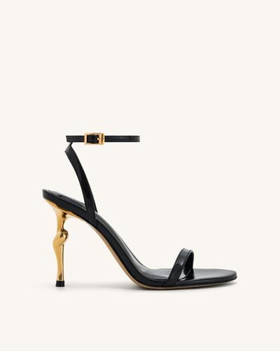 Alivia Gold Metal Heel Sandals - Black - JW PEI - Modalova