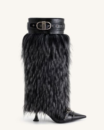 Nico Faux Fur Studded Boot - Black - JW PEI - Modalova