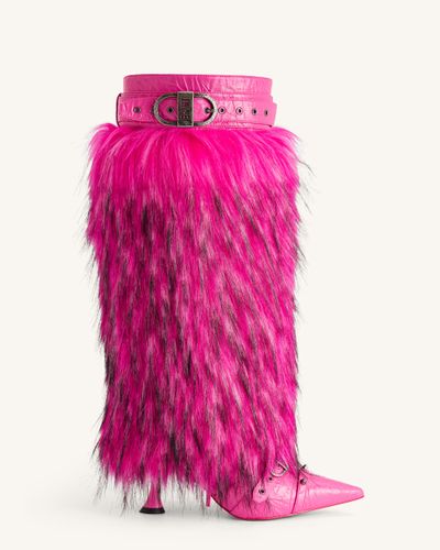 Nico Faux Fur Studded Boot - Bright Pink - JW PEI - Modalova