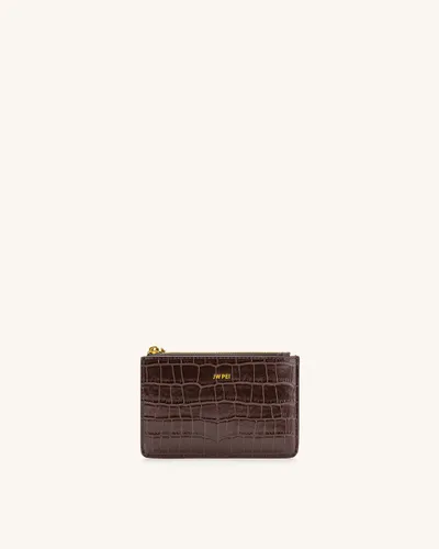 Quinn Zipped Card Holder - Brown Croc - JW PEI - Modalova