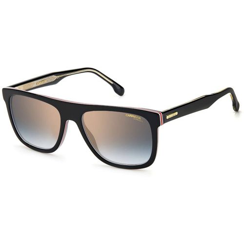 Men's Sunglasses - Striped Black Frame Blue Shaded Gold Lens / 267/S 0M4P - Carrera - Modalova