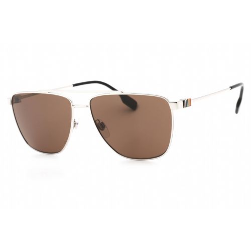 Men's Sunglasses - Brown Lens Silver Square Full Rim Frame / 0BE3141 100573 - BURBERRY - Modalova
