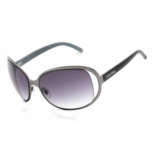 Women's Sunglasses - Black Metal Full Rim Oval Frame / R334S 001 - Calvin Klein Retail - Modalova
