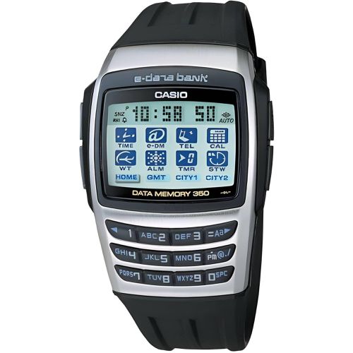 Men's Digital Watch - Databank Grey and Black Dial Resin Strap / EDB-610-1C - Casio - Modalova