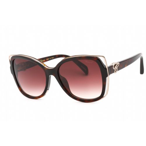 Women's Sunglasses - Shiny Dark Havana Cat Eye Full Rim Frame / SCH316S 0722 - Chopard - Modalova