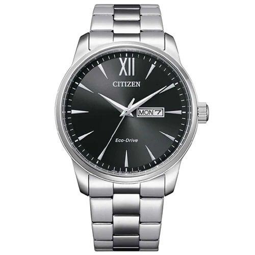 Men's Watch - Eco-Drive Black Dial Silver Bracelet Day-Date / BM8550-81E - Citizen - Modalova