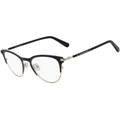 Women's Eyeglasses - Satin Black and Gold Frame / CKJ20302 001 - Calvin Klein Jeans - Modalova