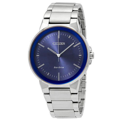 Men's Eco-Drive Bracelet Watch - Axiom Blue Dial Stainless Steel / BJ6510-51L - Citizen - Modalova
