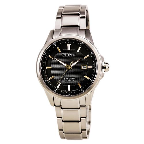 AW1490-50E Men's Titanium Eco-Drive Black Dial Bracelet Watch - Citizen - Modalova
