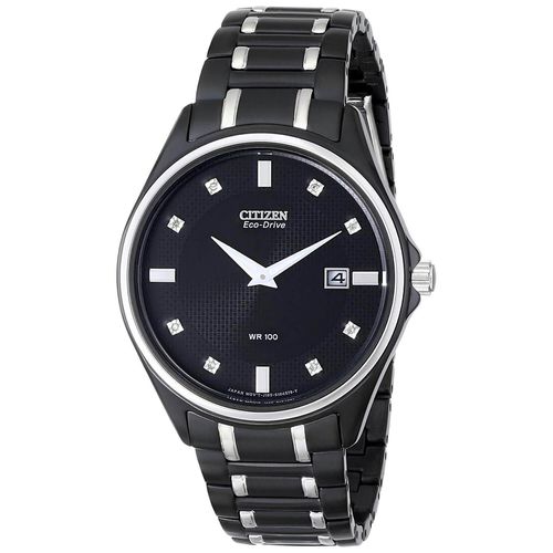 Men's Diamond Two Tone Steel Watch - Eco Drive Black Dial / AU1054-54G - Citizen - Modalova