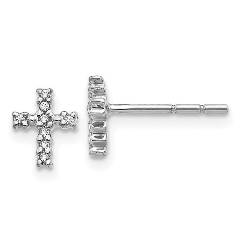 K White Gold Polished Diamond Cross Post Earrings - Jewelry - Modalova