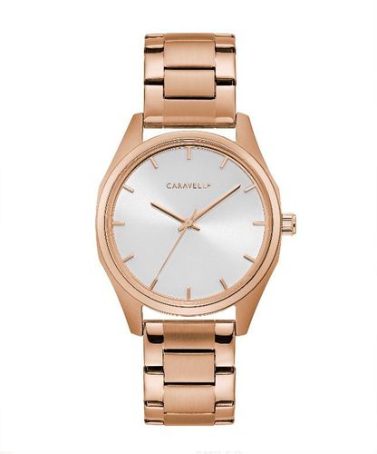 Ladies Rose Gold Bracelet with Silver Dial and Rose Gold Details / 45L179 - Caravelle - Modalova