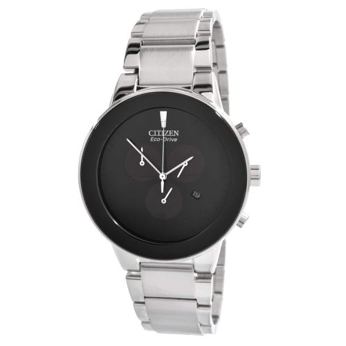AT2240-51E Men's Axiom Eco-Drive Black Dial Steel Bracelet Chronograph Watch - Citizen - Modalova