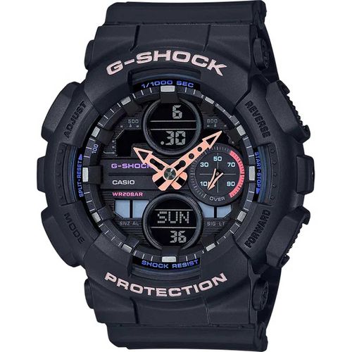 Women's Quartz Watch - G-Shock World Time Black Resin Strap / GMAS140-1A - Casio - Modalova