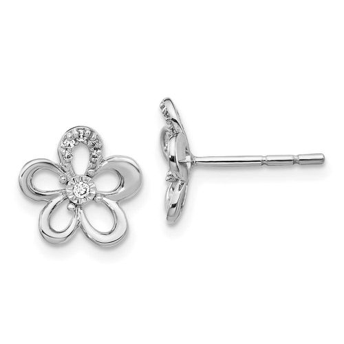 K White Gold Diamond Flower Earrings - Jewelry - Modalova