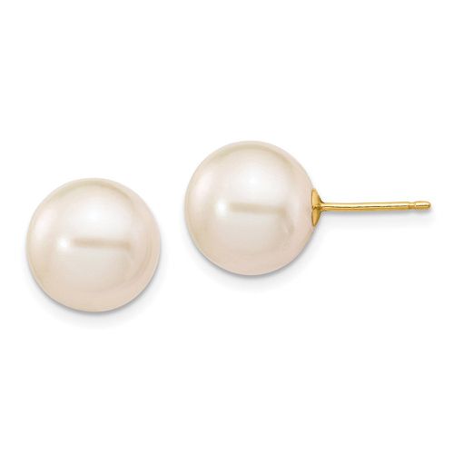 K 10-11mm White Round Freshwater Cultured Pearl Stud Post Earrings - Jewelry - Modalova