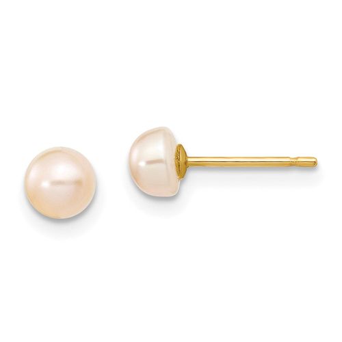 K 4-5mm Pink FW Cultured Button Pearl Stud Post Earrings - Jewelry - Modalova