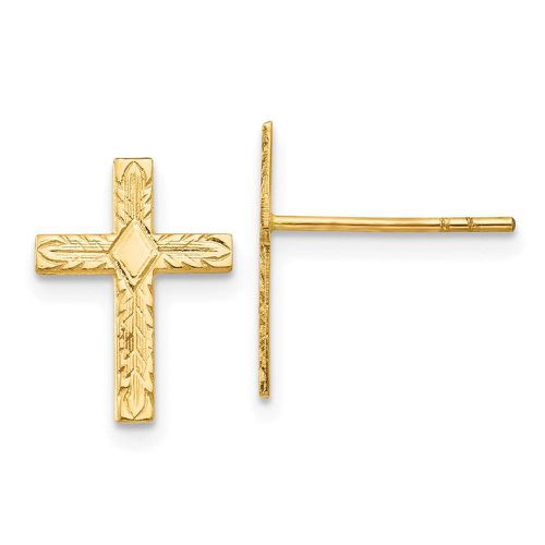 K Polished & Textured Cross Earrings - Jewelry - Modalova