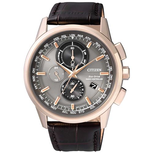 Men's Watch - Eco-Drive Black and Grey Dial Steel Chronograph / AT8113-12H - Citizen - Modalova
