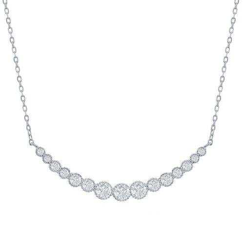 Women's Necklace - Sterling Silver Graduating Round CZ / M-6965 - Classic - Modalova