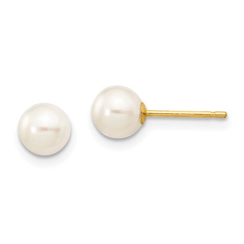 K 5-6mm White Round Freshwater Cultured Pearl Stud Post Earrings - Jewelry - Modalova