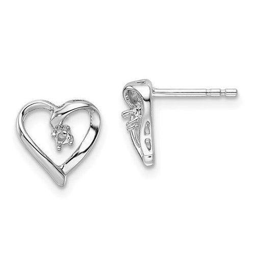 K White Gold Fancy Diamond Heart Earring Mountings No Stones Included No Backs - Jewelry - Modalova