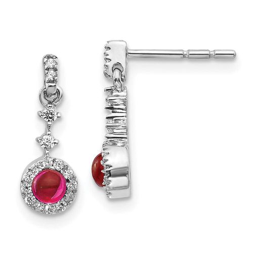 K White Gold Diamond & Cabochon Ruby Earrings - Jewelry - Modalova
