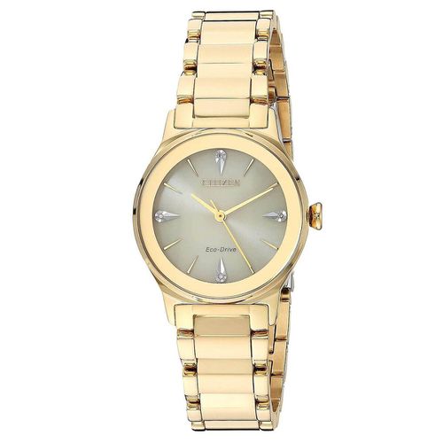 Women's Diamond Watch - Axiom Gold Tone Dial Steel Bracelet / EM0732-51P - Citizen - Modalova