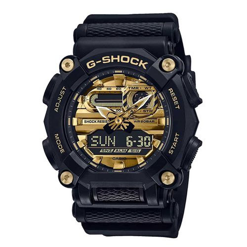 Men's Quartz Watch - G-Shock Black and Gold Ana-Digi Dial Strap / GA900AG-1A - Casio - Modalova