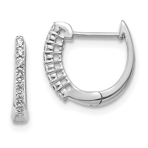 K White Gold Polished Diamond Hinged Hoop Earrings - Jewelry - Modalova