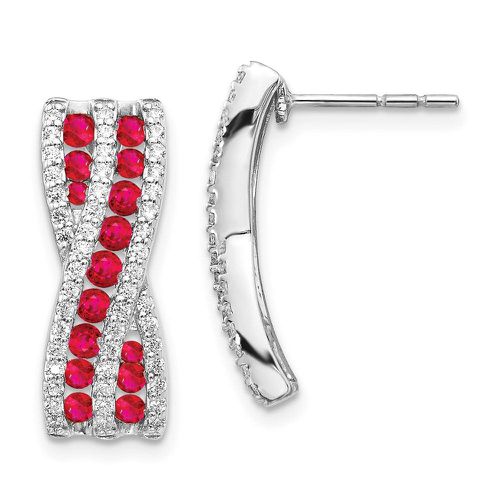 K White Gold Diamond & Ruby Fancy Earrings - Jewelry - Modalova
