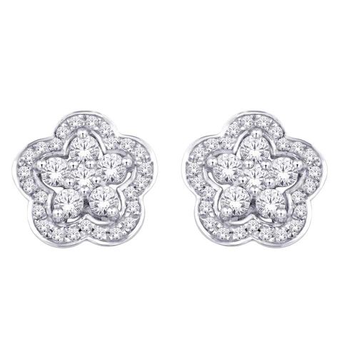 K White Gold 1/3 Ct.Tw. Diamond Flower Stud Earrings - Star Significance - Modalova