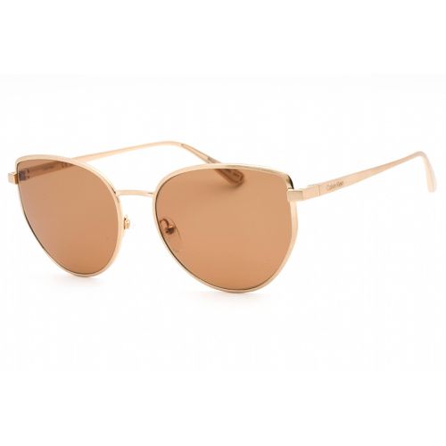 Women's Sunglasses - Yellow Gold Cat Eye Frame Brown Lens / CK22113S 718 - Calvin Klein - Modalova