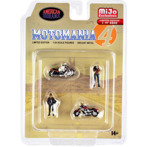 Diecast Set - Motomania 4 (Figures and Motorcycles), 4 piece - American Diorama - Modalova