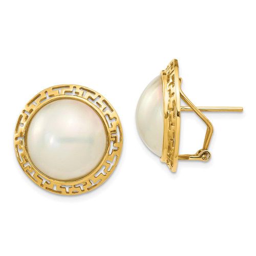 K 14-15mm White Freshwater Cultured Mabe Pearl Omega Back Earrings - Jewelry - Modalova