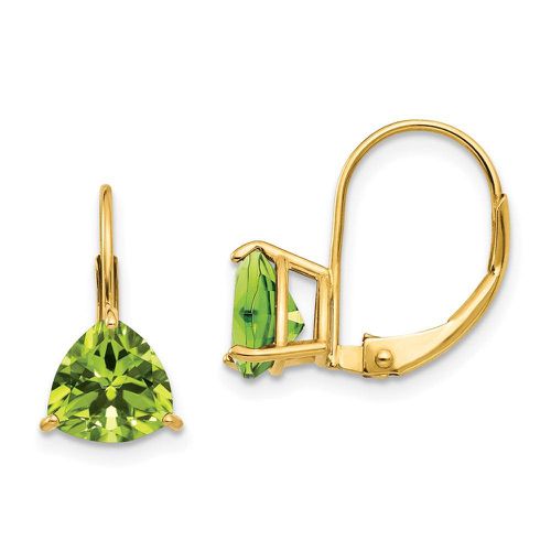 K 7mm Trillion Peridot Leverback Earrings - Jewelry - Modalova