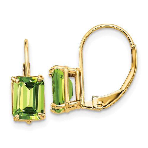 K 7x5mm Emerald Cut Peridot Leverback Earrings - Jewelry - Modalova