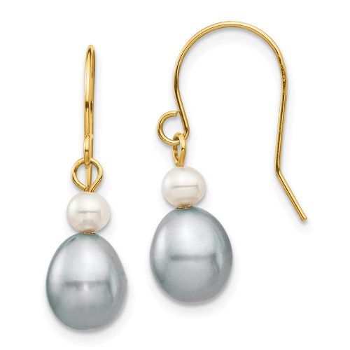 K 4-7mm White/Grey Round/Rice FW Cultured Pearl Dangle Earrings - Jewelry - Modalova