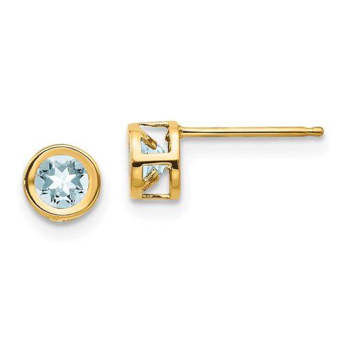K 4mm Bezel March/Aquamarine Post Earrings - Jewelry - Modalova