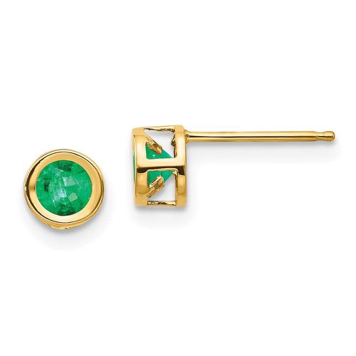 K 4mm Bezel May/Emerald Post Earrings - Jewelry - Modalova