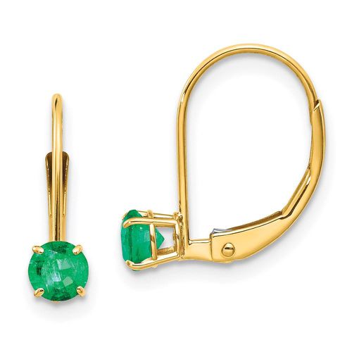 K 4mm Round May/Emerald Leverback Earrings - Jewelry - Modalova