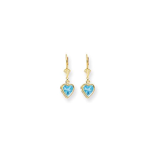 K 6mm Heart Blue Topaz Earrings - Jewelry - Modalova
