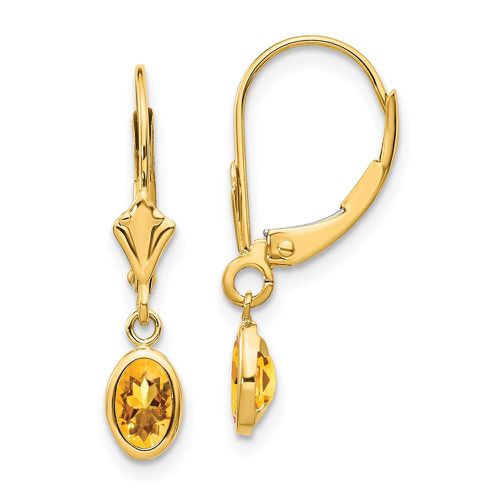 K 6x4 Oval Bezel November/Citrine Leverback Earrings - Jewelry - Modalova