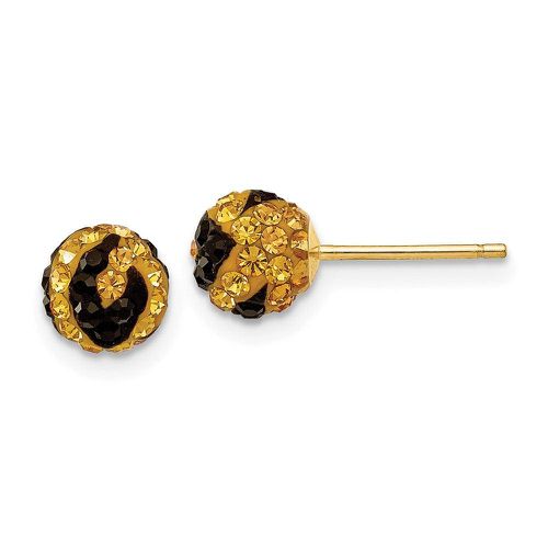 K Crystal Yellow and Black Stripe 6mm Post Earrings - Jewelry - Modalova