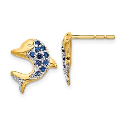 K & Rhodium Marquise Sapphire & Diamond Dolphin Post Earrings - Jewelry - Modalova