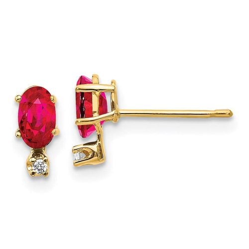 K Diamond & Ruby Birthstone Earrings - Jewelry - Modalova