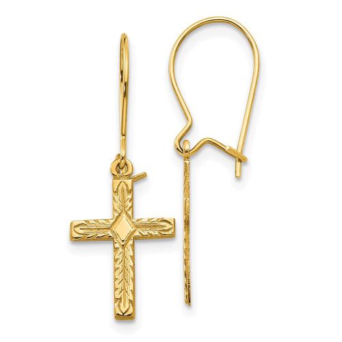 K Polished & Satin Cross Earrings - Jewelry - Modalova
