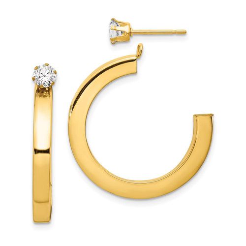 K Polished J Hoop with CZ Stud Earring Jackets - Jewelry - Modalova